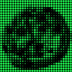 Gráfico de matriz de puntos verde de una galleta con chispas de chocolate